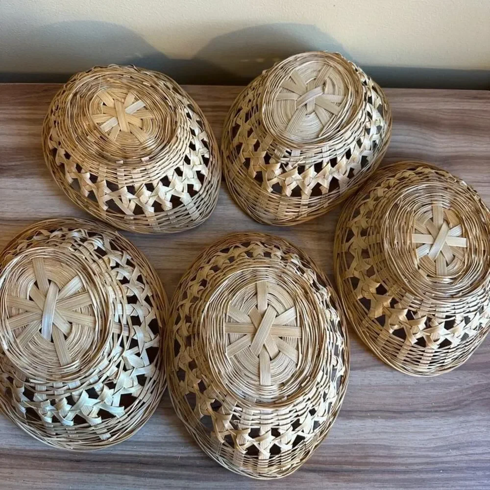 Antiquewise 5 Bamboo Oval Gift Baskets Thanksgiving Holiday decor gift